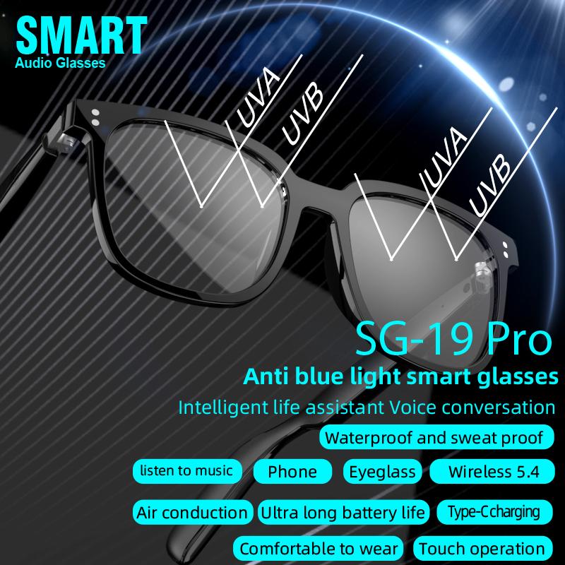 Smarte Audio-Brille Kabellose Bluetooth 5.4 Kopfhörer 3 in 1 Magnetische Clip-On-Brille Anti-Blaulicht Smart Sonnenbrille Wasserdicht Schweißfest Headsets