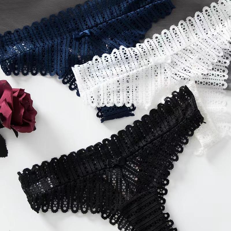 Low Waist Lace Sexy Transparent Women's Underwear Erotic Hollow Out Cotton Crotch Panties Breathable See Through Briefs