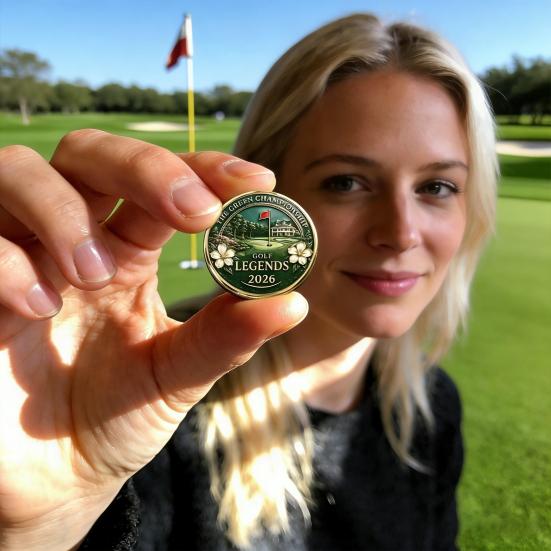 Moneda Conmemorativa de Golf 2026 Moneda de Colección Challenge Coin Recuerdo Metálico de Golf para Amantes del Golf Coleccionistas Deportivos