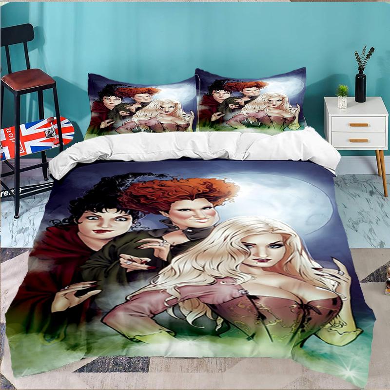 Pocus Halloween Magic 3pcs Bedding Set,Including 1pc Duvet Cover And 2pcs Pillowcases Perfect Gift for Christmas,Ideal for Bedroom, Dormitory