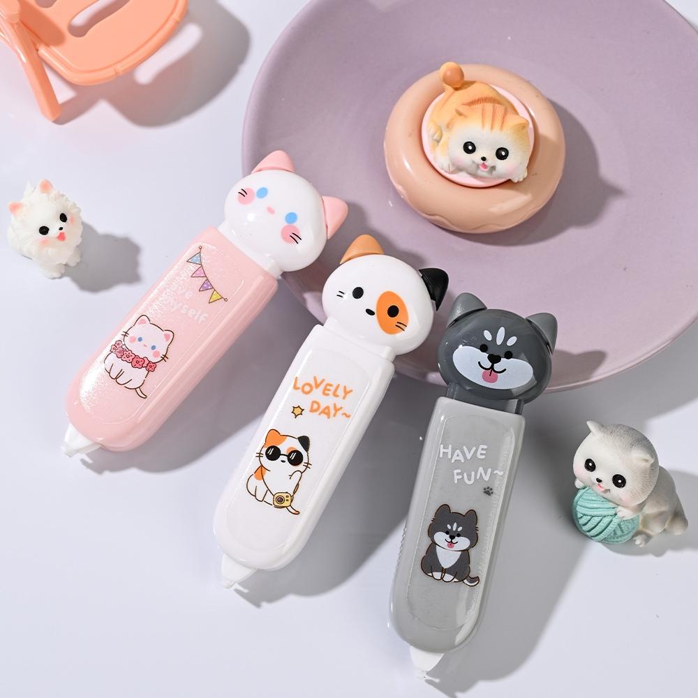 1/4pcs Lovely Cat Correction Tape Cute Cartoon Kitty Press Function Correcting Tapes Office School A3168