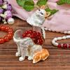 FJ FENGZHIJIE Cat Figurine Decorative Gold Crystal Enamel Trinket Box Jewelry Box, Cat Lover Gift