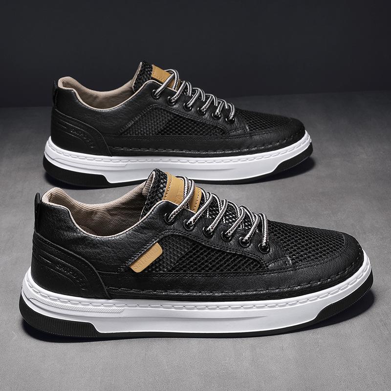 Men's shoes 2025 new explosion summer breathable deodorant mesh hollow mesh small white board shoes men's sports and leisure network