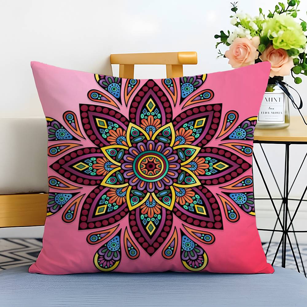 Classical impression Mandala Style Pillow Case Printed Brushed Fleece Pillow Baby Skin-Touch Eco-Friendly Dye-Sublimat
