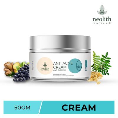 Crema antiacne - Anti brufolo, anti imperfezioni || Estratto di radice di zenzero, Estratto di pompelmo, Estratto di resina || 92% biologico || 50 ml