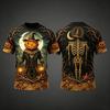 3D Halloween Kürbis Totenkopf Thema Muster Kurzarm T-Shirts Mode Cool Party T-Shirt Tops Lässig Outdoor Herrenbekleidung