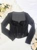 European & American Cross-Border Mesh Patchwork Lace See-Through Slimming Corset Top