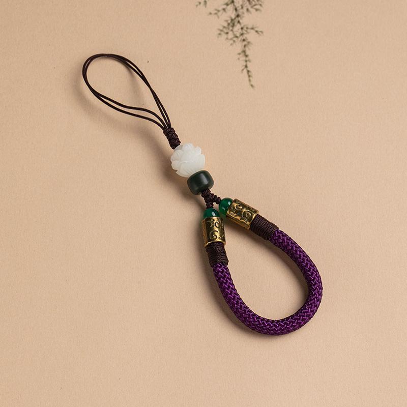 Sturdy Anti-Drop Bodhi Lotus Phone Lanyard with Finger Ring & USB Flash Drive Pendant - Universal for Men & Women