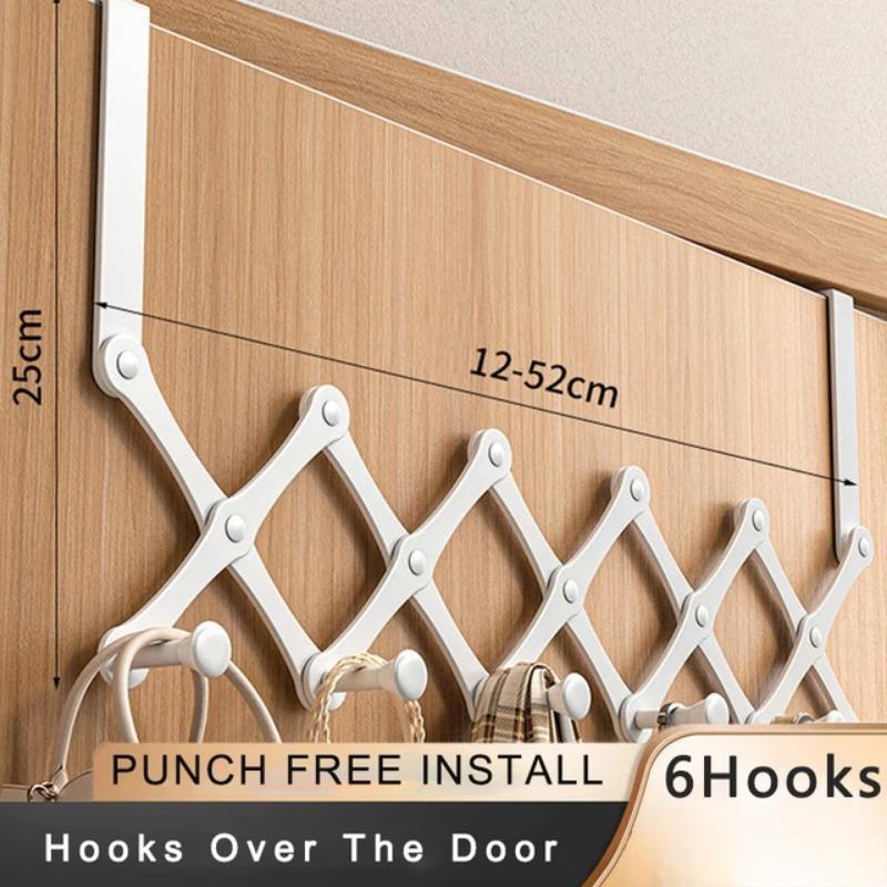 Scalable Hook Behind The Door Carbon Steel No Punching Required Cabinet Coat Hook Waterproof Wear-resisting Bedroom Storage Rack
