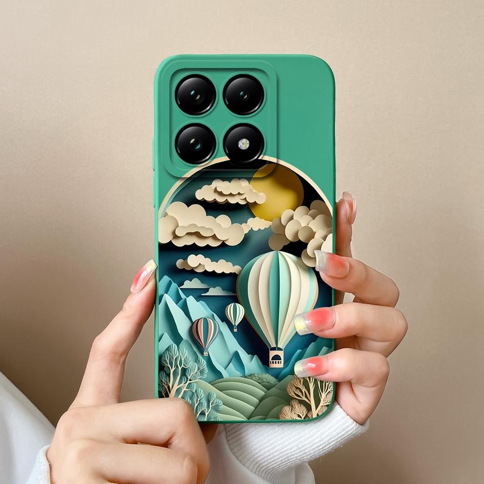 Weiche neue Hüllen für Xiaomi 14T 15 Pro Capa Hübsche Wolkenblumen Stilvoller Schutz aus flüssigem Silikon Langlebiger Anti-Tropfen für Xiaomi Shell Back Covers