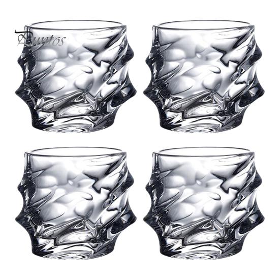 1/2/4Pcs Glass Whiskey Glasses Heavy Thick Bottom Bar Bourbon Glasses Faux Crystal Whisky Twisted Glass Tumblers Poker Night Drinkware