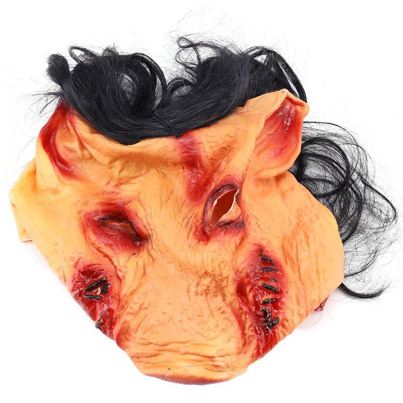 Halloween Strašidelné Masky Novinka Prasečí Hlava Horor S Vlasy Masky Caveira Cosplay Kostým Realistický Latex Festivalové Potřeby Maska