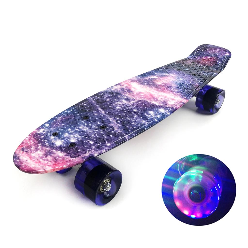 22'' Skateboard with Colored LED Wheels Flashing Wheels Skateboard for For Children Boys and Girls