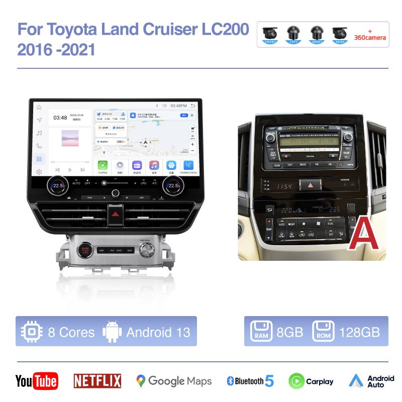 19.8" For Toyota Land Cruiser LC200 2016 -2025 Car Multimedia Video Player GPS Navigation Radio Android Auto Carplay 4G WiFi 360