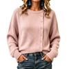 Women S Long Sleeve Knit Sweater Solid Color Loose Fit Button Detail Casual Wear