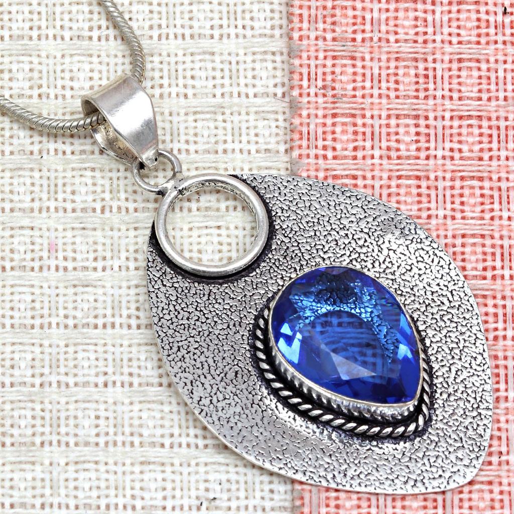 Tanzanite Set Jewelry Quartz Gemstone Pendant 18-20'' Necklace