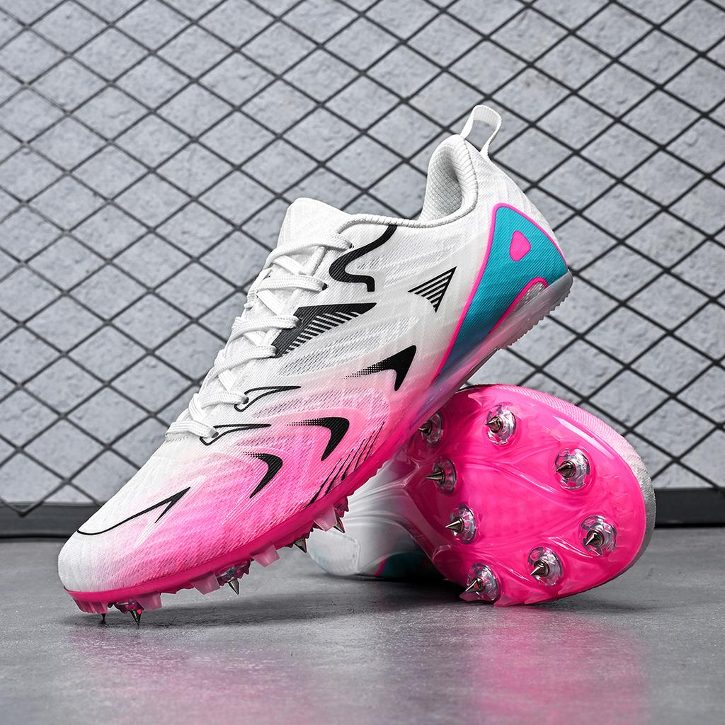 Herren Damen Laufschuhe mit Spikes Professionelle Laufschuhe Sprintschuhe Weiches Feld Rutschfest Athletische Nägel Rennen Rennsport Weitsprung Leichtgewicht