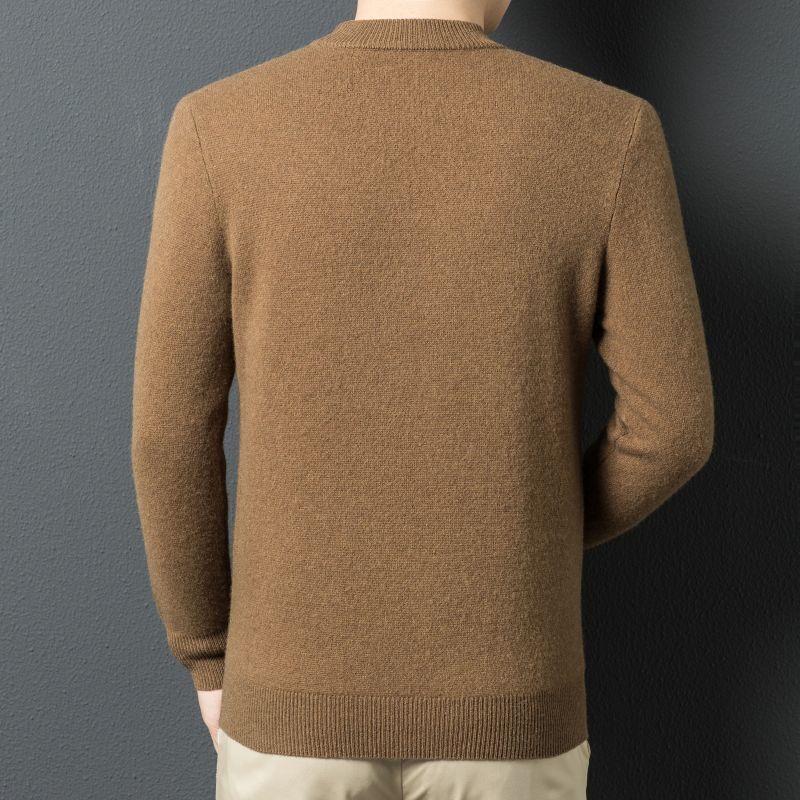 Fengxun Men's 100% Pure Wool Round Neck Pullover Sweater FXT5286