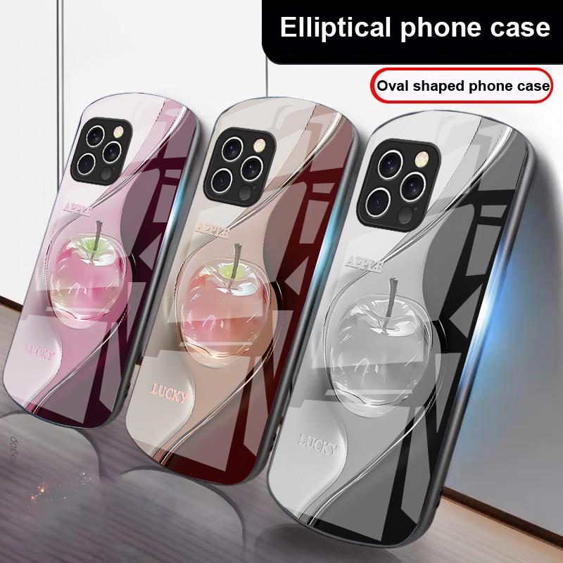 Gradient Crystal Apple For iPhone 16 15 14 13 Plus 12 mini 11 Pro Max XR Xs Max X 7 8 6 6S 2022 20 Elliptical glass phone case