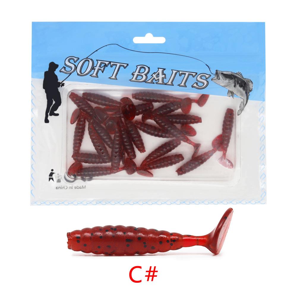 Outdoor Fishing Fluctuation T-tail Soft Bait (4cm/1.4g) 20 Pieces of Lures