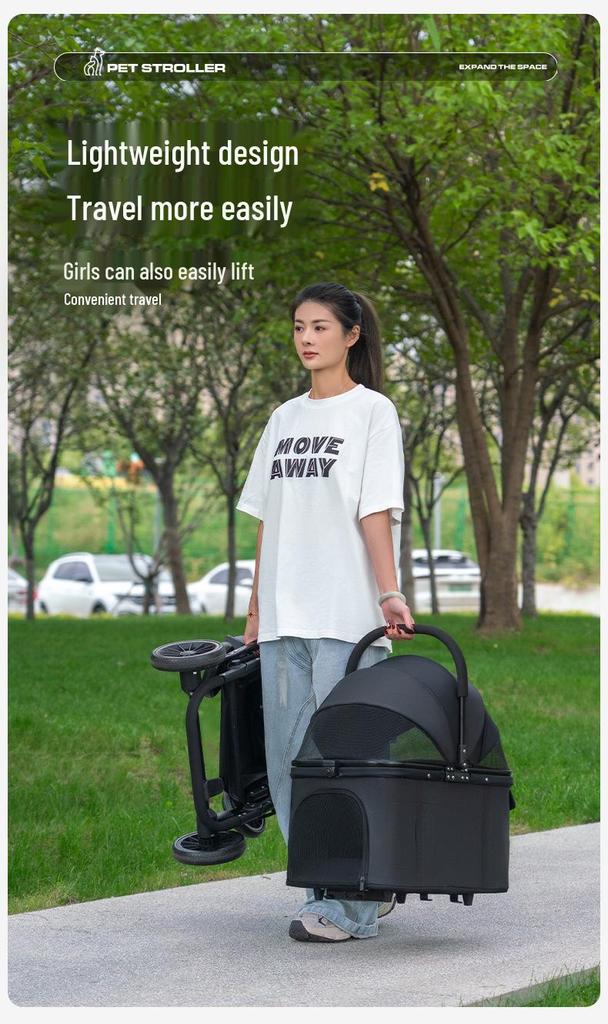 Passeggino per Cani Portatile e Pieghevole per Cani di Taglia Media e Grande - Ideale per Viaggi all'Aperto