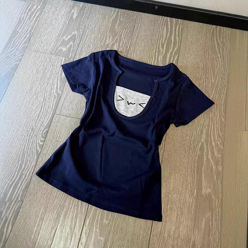 

Women s Summer Retro Short Sleeve Color Block T-Shirt Extra Large