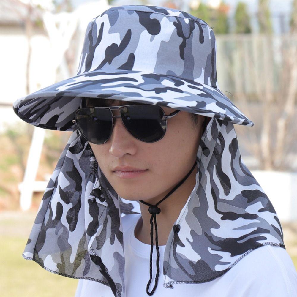 Neckline Mask Sunscrean Bucket Hat Cotton Cover Face Cap Simple Outdoor Fishing Cap  Sun Protection