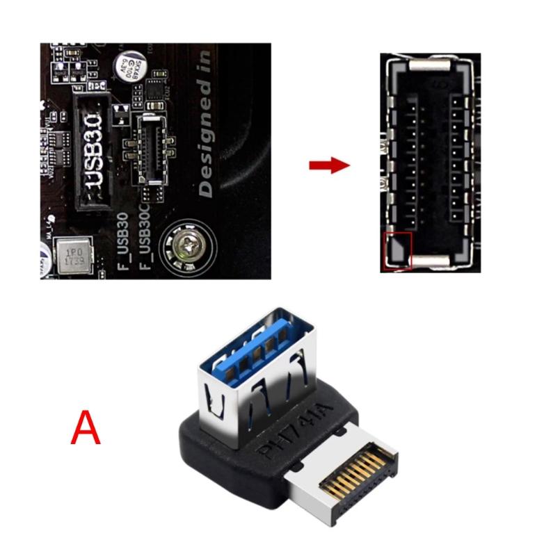 10Gbps USB Header Adapter Computer Motherboard USB3.1 To TYPE E Adapter Panel TYPE E 90 Degree Steering Connector