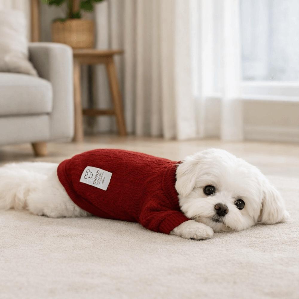 Solid Color Dog Knitting Sweater Cozy Pet Pullover Fashionable Cat Vest  Autumn Winter Season