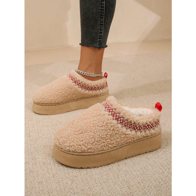 Dicke Sohlen Hausschuhe Damen neue Winter warme Pelz Schneestiefel Baumwolle Pantoffeln Damen