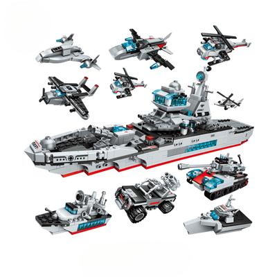 Cruiser Warship Helicopter Fighter Car Tank Building Block Bricks Educational Toys for Kids Gift