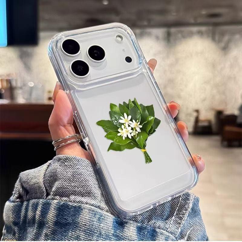 

Crystal Clear Pomelo Leaf Case for Apple 17/16/15/14 Pro Max and 12/11 16Pro