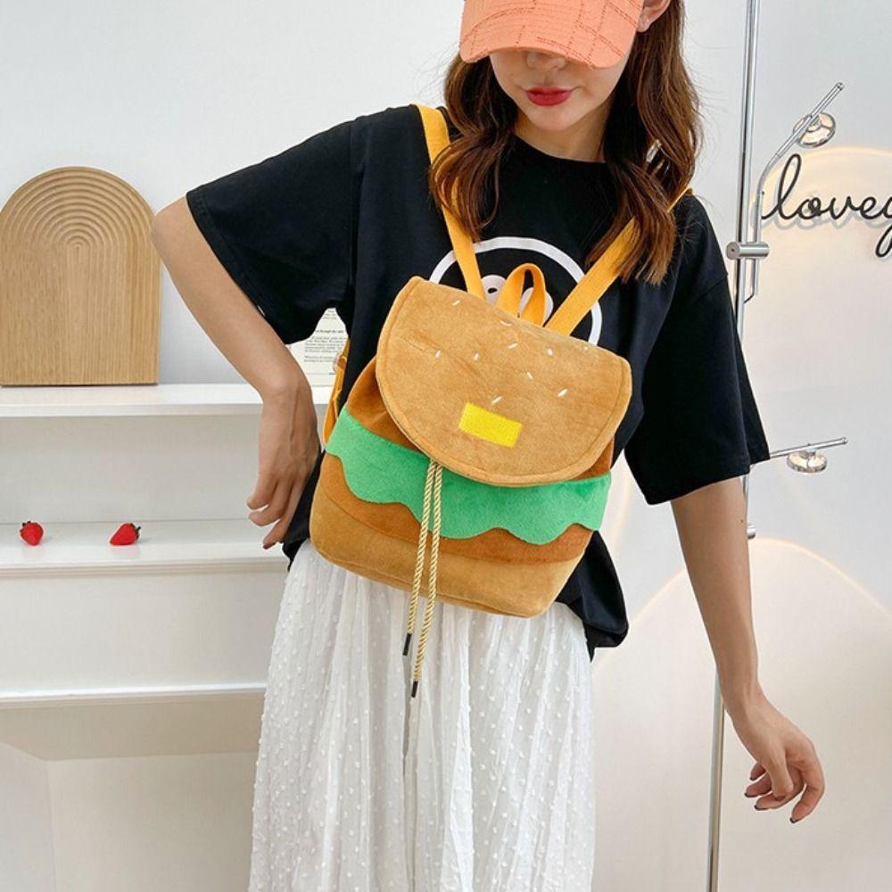 

Регулируемый рюкзак-гамбургер, большая вместимость, дорожный рюкзак, креативная школьная сумка со шнурком для детей S