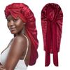Best Seller Genuine Selection Women's Adjustable Satin Silk Sleep Cap High Elastic Bow Long Tube Nighttime Wear Bonnet Casual
