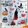 Removable Holiday Window Art 9PCS Halloween Static Stickers, Gothic Silhouette Decals, Reusable Waterproof PVC Wall Murals Horror for Glass