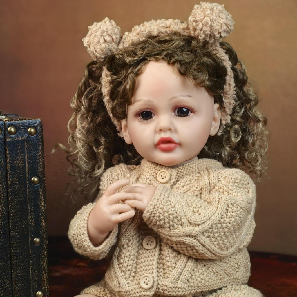 Fashion Curls hair Reborn Baby Dolls 55 cm Girl Lifelike Bear KEIUMI Fashion Babies Doll Model Kids Playmates Birthday Christmas Gifts Toy