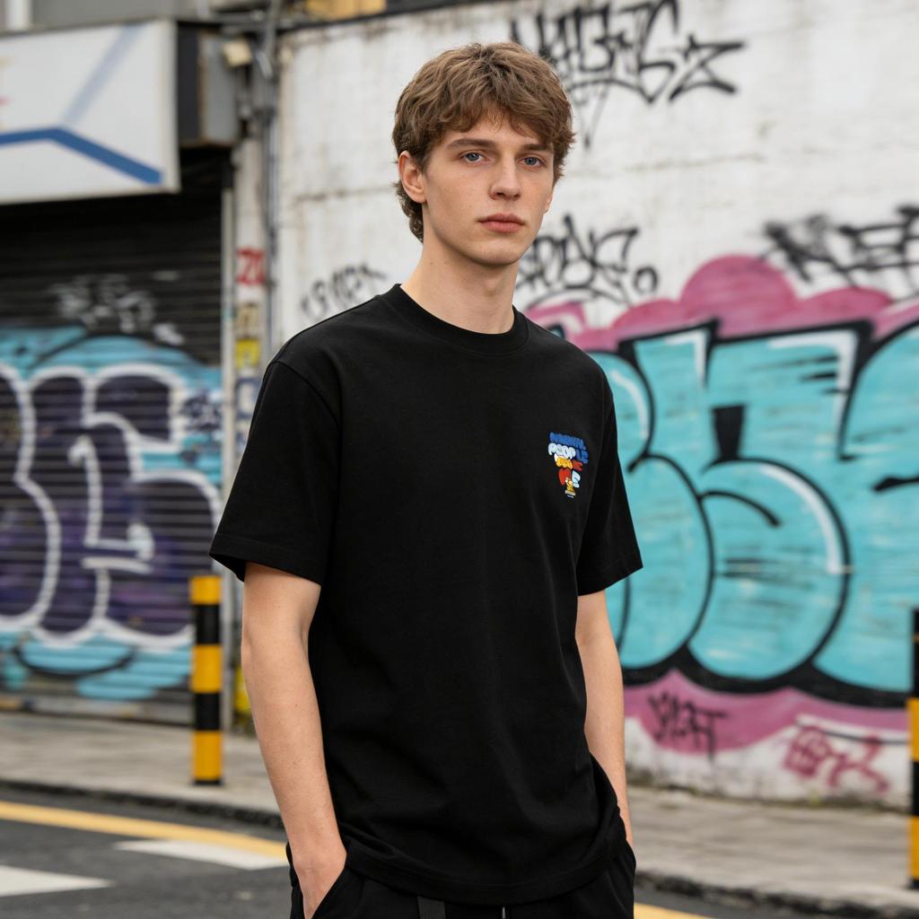 Garfield """Normal People Scare Me" T-Shirt mit Aufdruck vorne und hinten, Kurzarm, Amerikanischer Streetwear-Stil, Schwerer Baumwollstoff, Lockerer Schnitt, Oversized, Paar-Oberteil"""