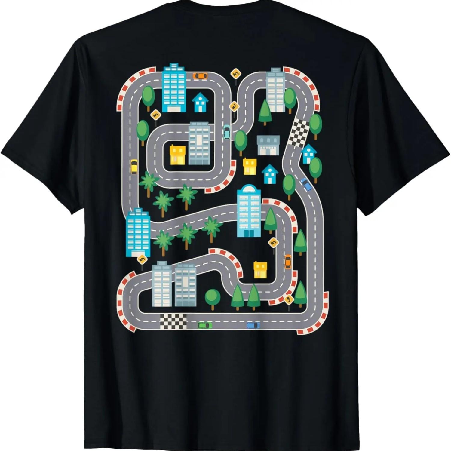 Cool Playmat Race Car Track On Back Dad race car Mat T-Shirt S чёрный