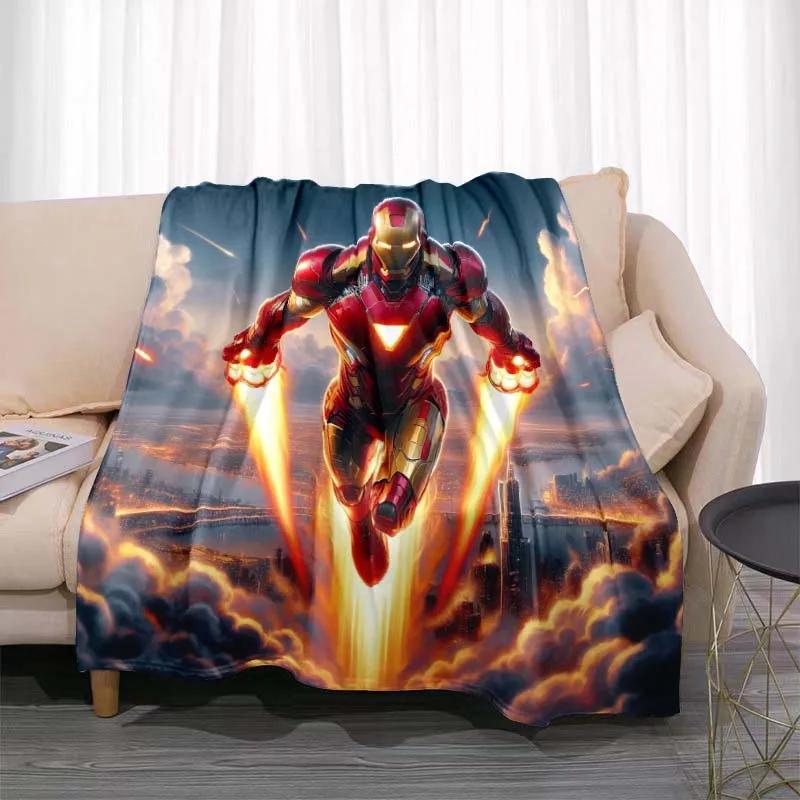 Manta Cálida de Dibujos Animados de Iron Man para Habitación, Suave y Cómoda, Portátil para Viajes y Picnic, Regalo para Familiares o Amigos