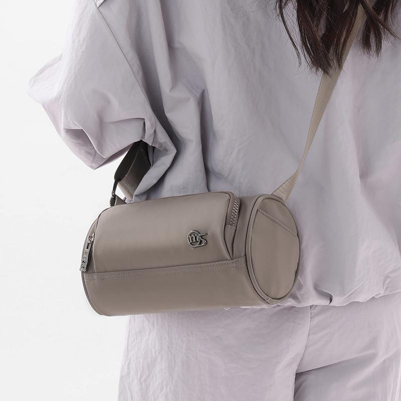 Cylinder Women's Bag Solid Color Nylon Bag Mobile Phone Bag Shoulder Crossbody Bag