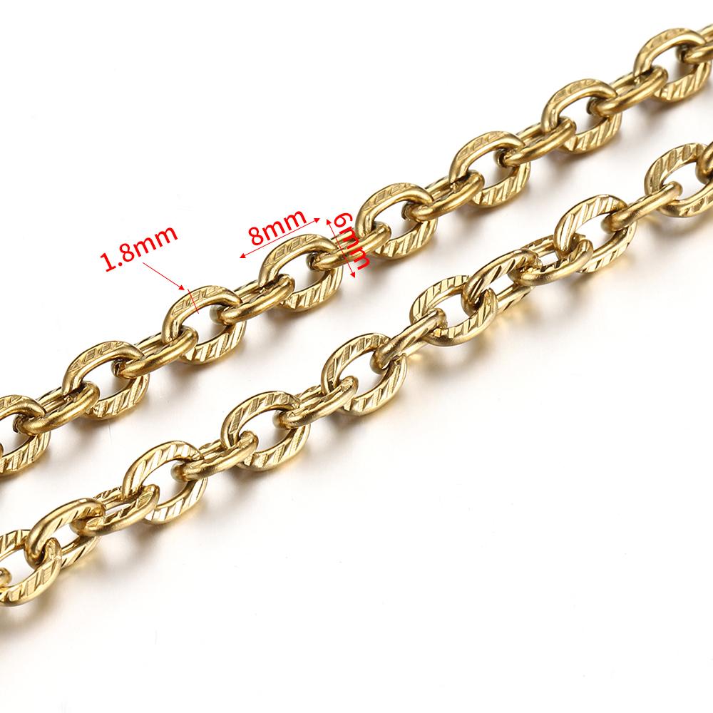 1Meter Stainless Steel Carving Rolo Cable Curb Chains for Gold Color Necklace Choker Bracelet Jewelry Making DIY Components