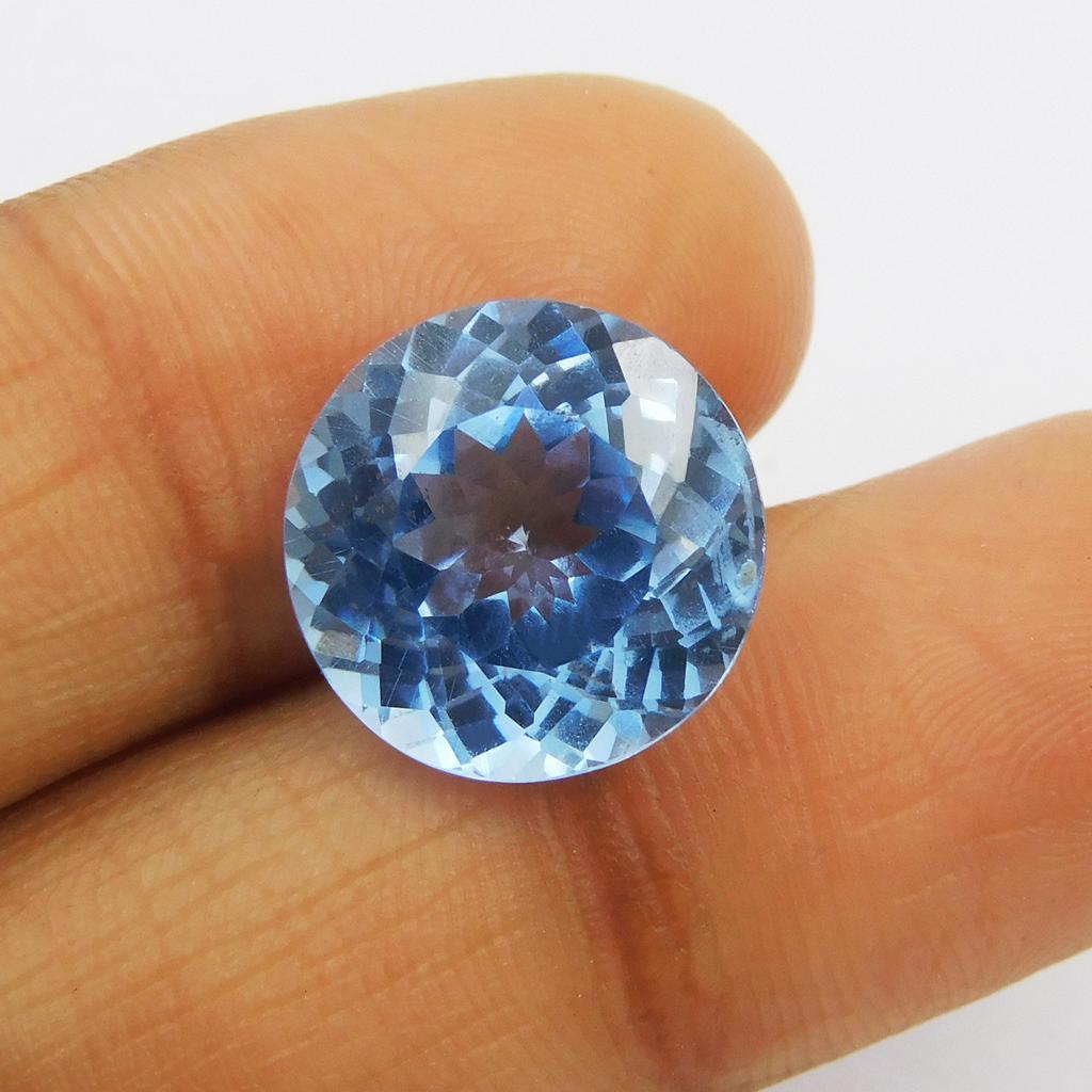 CERTIFIED Lite Blue Sapphire 9.25 Ct Natural Loose Gemstone Round Cut Ring Size P-1118-S