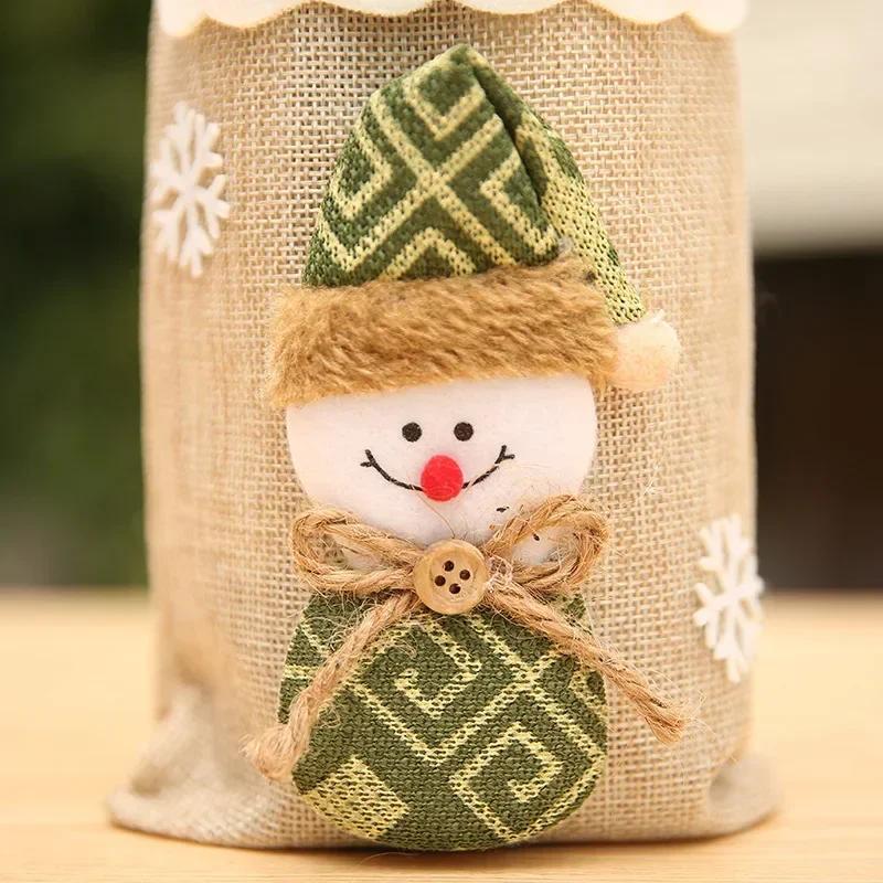 Christmas Wine Bottle Cover Wine Bag Linen Christmas New Champagne Wine Bottle Cover Bottle Bag Dining Table Decoration