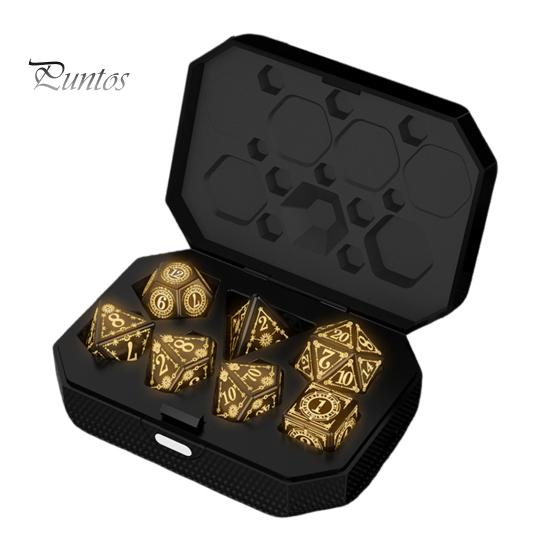 

7 шт./компл. светодиодные светящиеся игральные кости Type-C перезаряжаемые светящиеся многосторонние игральные кости теплого свечения D4 D6 D8 D10 D12 D20 электрические игральные кости для взрослых семейная вечеринка доска чёрный