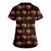 Damenmode Cross V-Ausschnitt Kurzarm Overalls Doppeltaschen Halloween Bedruckte Oberteile Uniformen