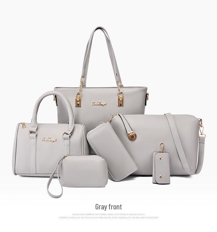 2023 Women's European & American Fashion Six-Piece Mother-Child Handbag Set: Large Capacity Shoulder & Crossbody Bag