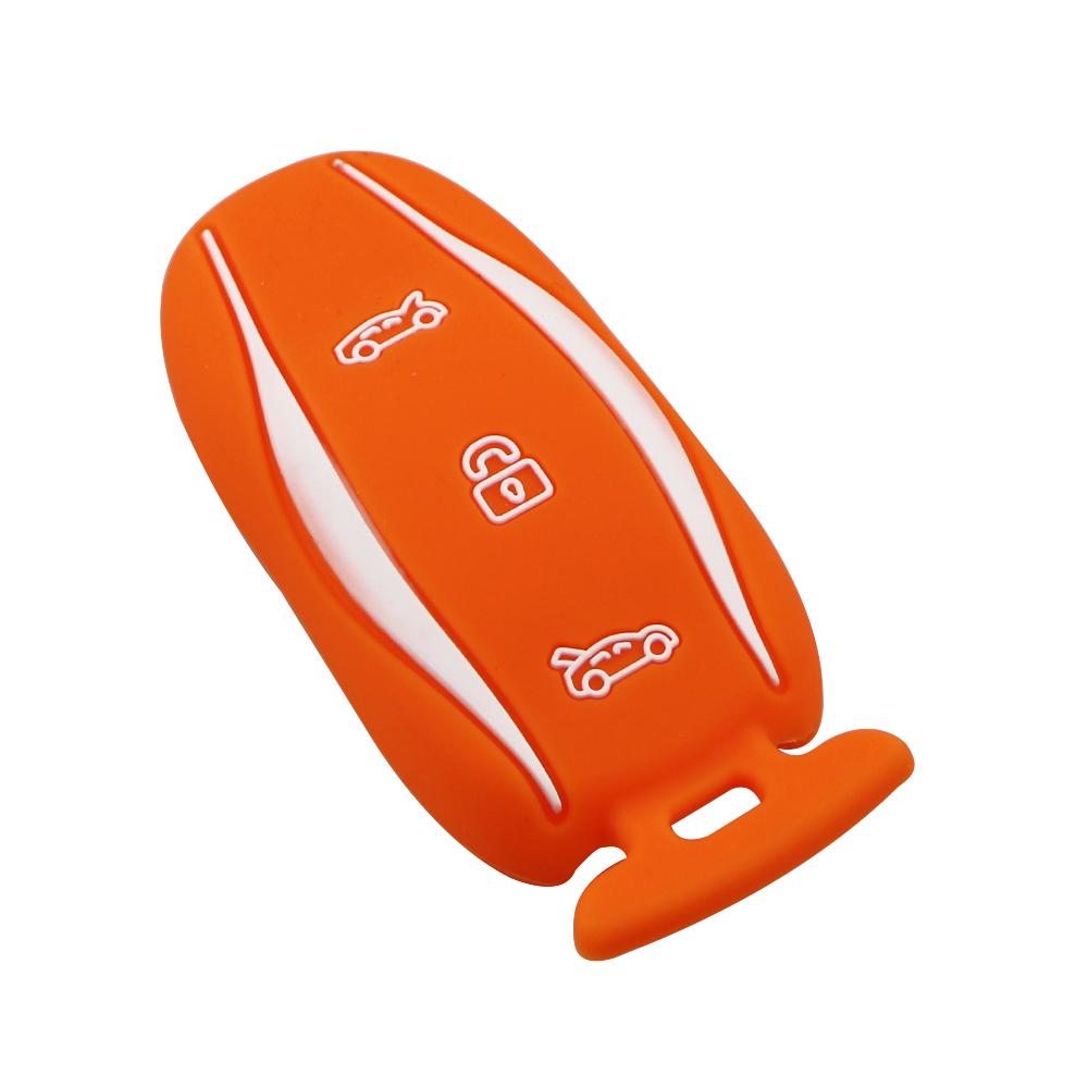 Silicone Car Key Case for Tesla Model X 3 Y 75D/90D/P100D 3-Button Remote Controller Key Fob Cover Shell Accessory