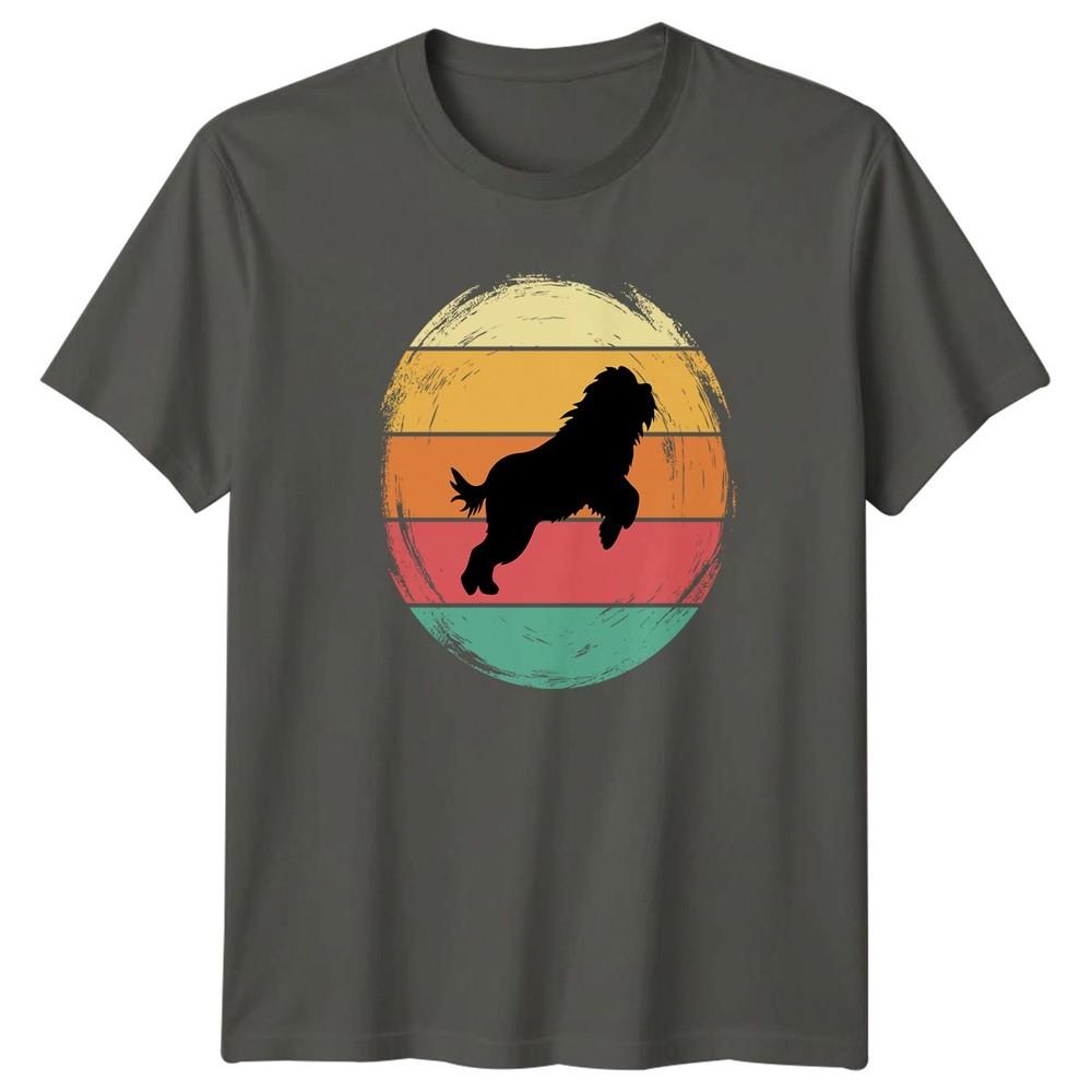 Retro Sunset Shaggy Dog Silhouette TShirt Dog Owner Pet Lover Gift For S