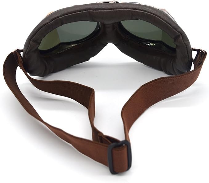 Karokkaku Steampunk Vintage Retro Motorcycle Cycling Sports Pollen Protection Goggles, Glasses, Helmet, Pilot, Survival, (Blue)