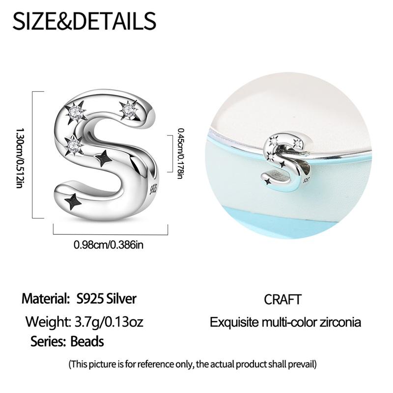 Copper Letter A-Z Alphabet Starlight Beads Diy Name Charms Fit Bracelets Necklace For Women Diy Pendant Making Jewelry